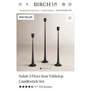 Tall Cast Iron Taper Candle Holders Set/6 Birch Lane With Candles